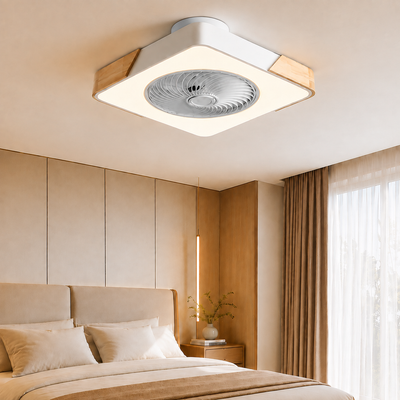 Wood Accent Flush Mount Ceiling Fan