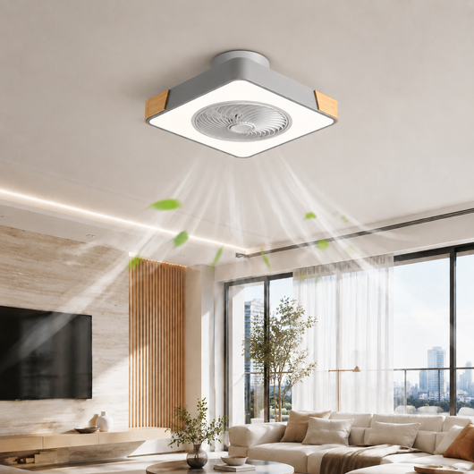 Wood Accent Flush Mount Ceiling Fan