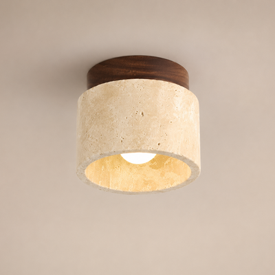 Travertine Wood Ceiling Light