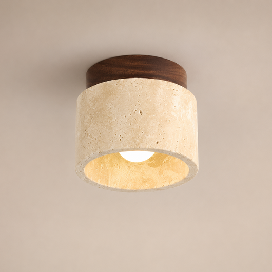 Travertine Wood Ceiling Light