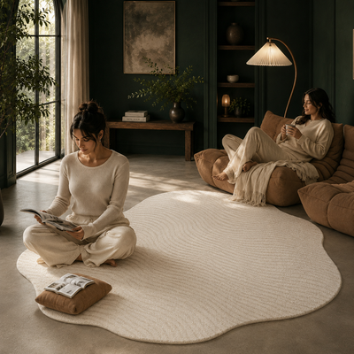Lorae Cream Shag Area Rug