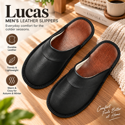 Lucas Leather-Look Slippers