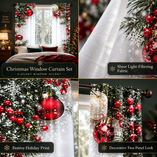Christmas Ball Print Curtains