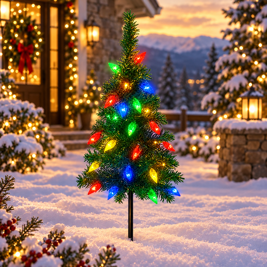 Solar Christmas Tree Garden Lights 4-Pack