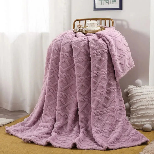 Monet purple ruched faux fur throw blanket