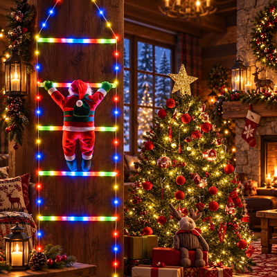 Climbing Santa LED Ladder