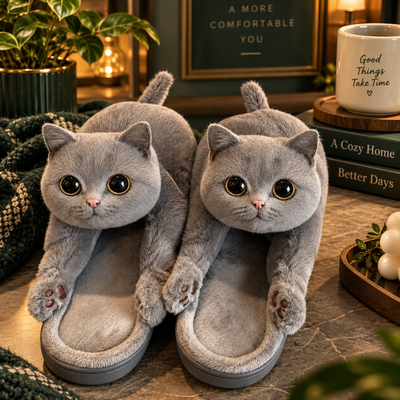 Plush Kitty Slide Slippers