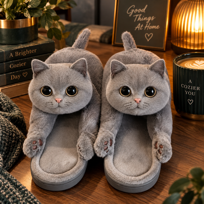 Plush Kitty Slide Slippers