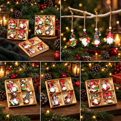 Wooden Christmas Ornament Set
