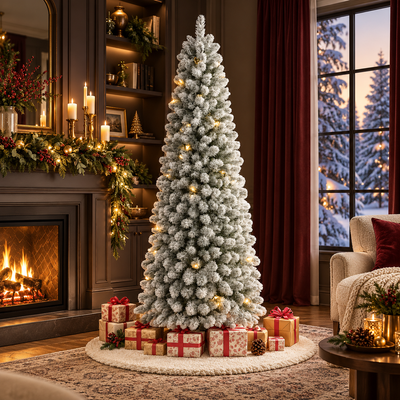 Pre-Lit Flocked Christmas Tree
