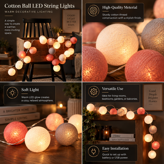Cotton Ball String Lights