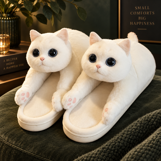 Plush Kitty Slide Slippers