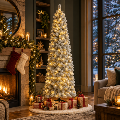 Pre-Lit Flocked Christmas Tree