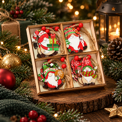 Wooden Christmas Ornament Set