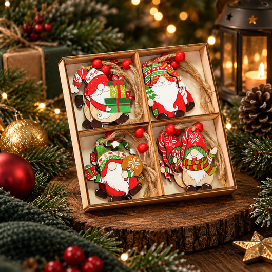 Wooden Christmas Ornament Set