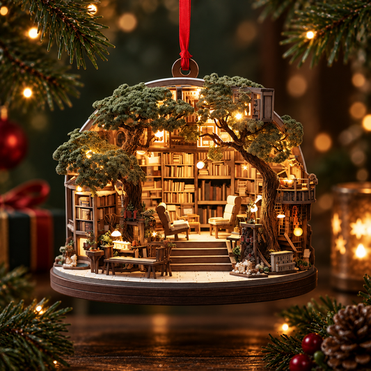 Book Lover Christmas Ornament