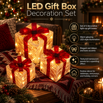 Lighted Christmas Gift Box Set