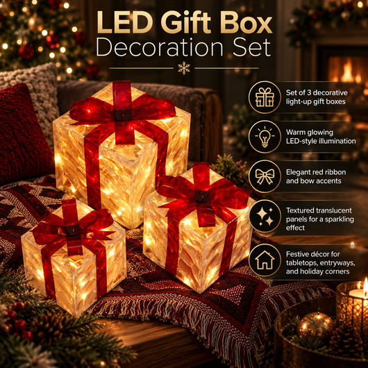 Lighted Christmas Gift Box Set