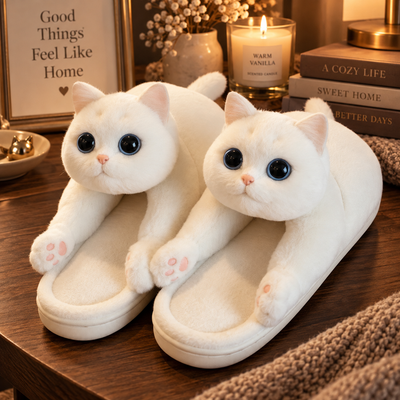 Plush Kitty Slide Slippers