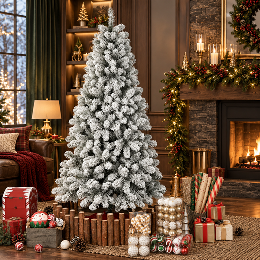 Snow Flocked Pre-Lit Christmas Tree