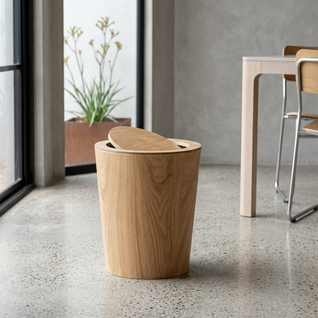 Wood Grain Rotating Trash Can