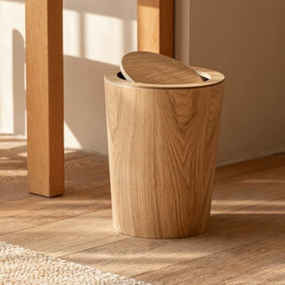 Wood Grain Rotating Trash Can