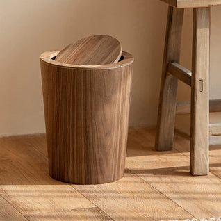 Wood Grain Rotating Trash Can