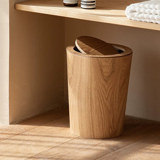 Wood Grain Rotating Trash Can