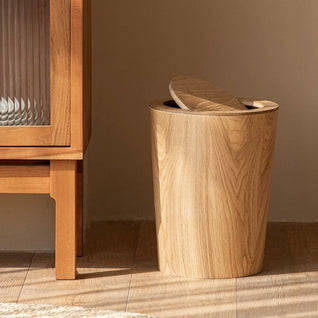 Wood Grain Rotating Trash Can