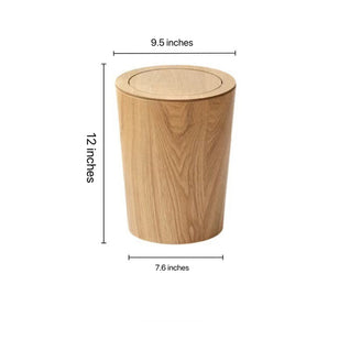 Wood Grain Rotating Trash Can