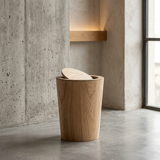 Wood Grain Rotating Trash Can