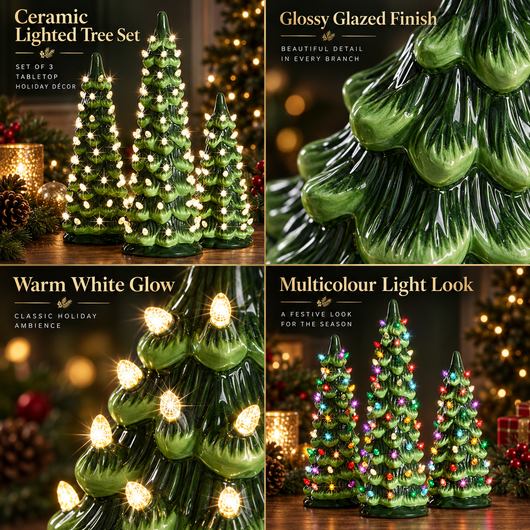Retro Light-Up Tabletop Christmas Tree