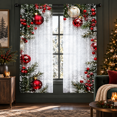 Christmas Ball Print Curtains