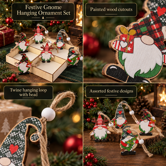 Wooden Christmas Ornament Set