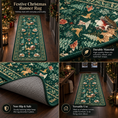Non-Slip Christmas Rug Runner