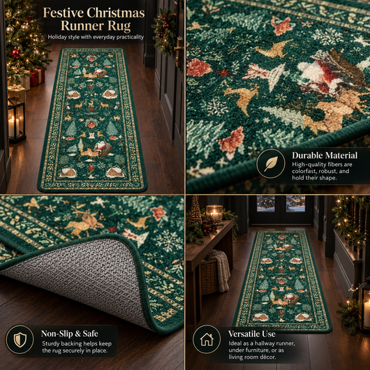 Non-Slip Christmas Rug Runner
