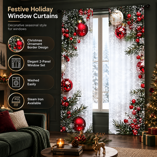 Christmas Ball Print Curtains