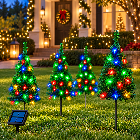 Solar Christmas Tree Garden Lights 4-Pack