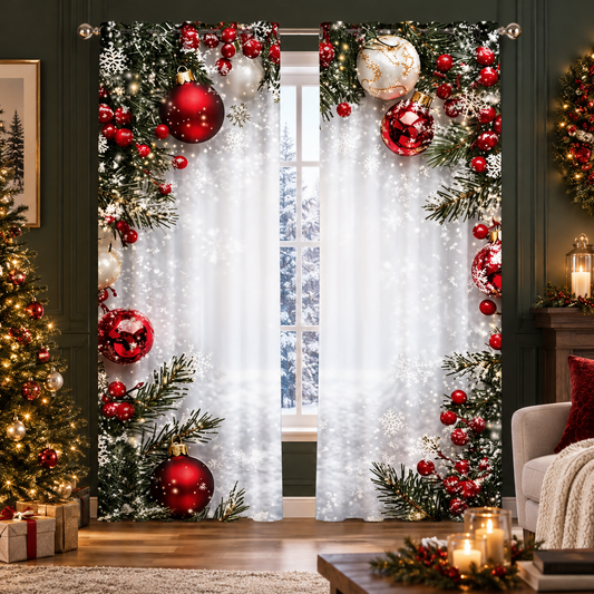 Christmas Ball Print Curtains