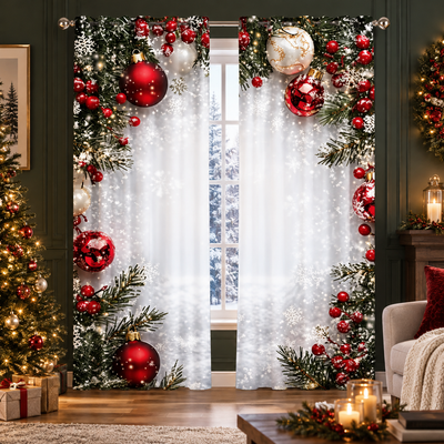 Christmas Ball Print Curtains