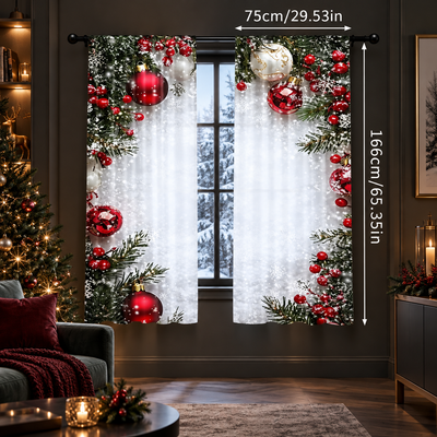 Christmas Ball Print Curtains