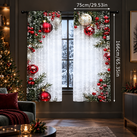 Christmas Ball Print Curtains