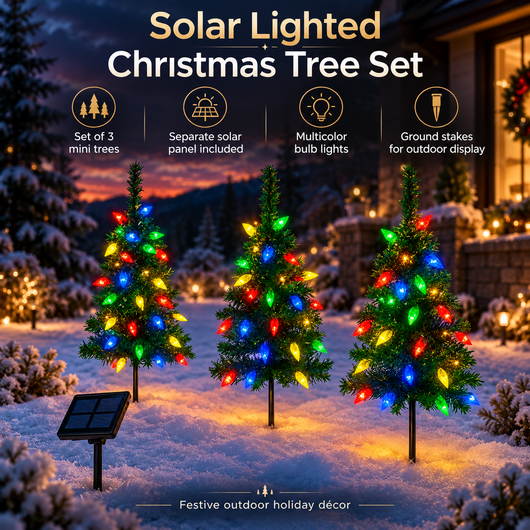 Solar Christmas Tree Garden Lights 4-Pack