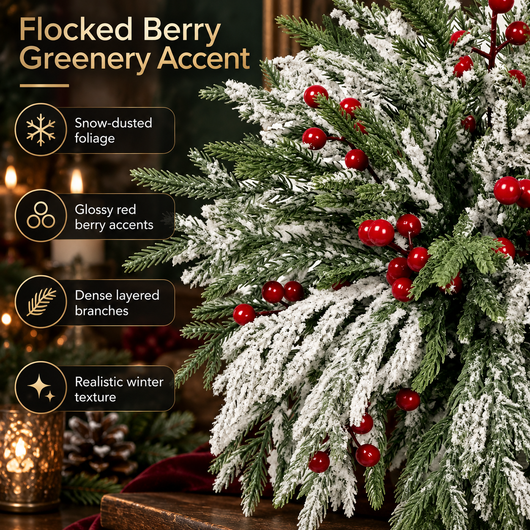Norfolk Pine and Red Berry Stems