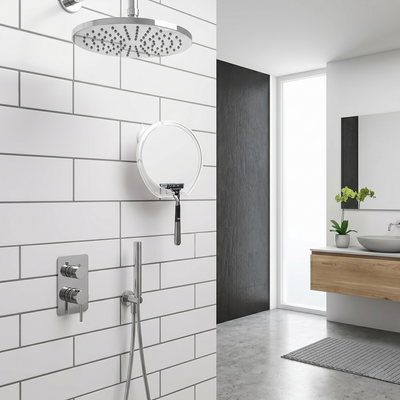 Shower mirror with razor holder bathroom