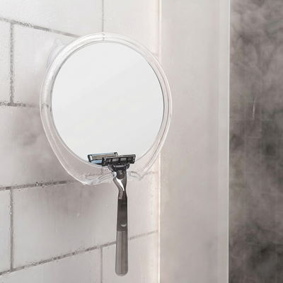 Shaving mirror shower wall mount