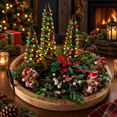 Retro Light-Up Tabletop Christmas Tree