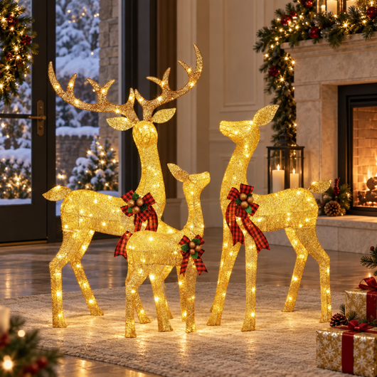 LED Reindeer Outdoor Christmas Set