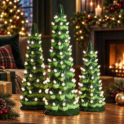 Retro Light-Up Tabletop Christmas Tree