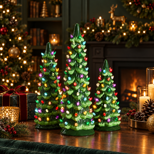 Retro Light-Up Tabletop Christmas Tree